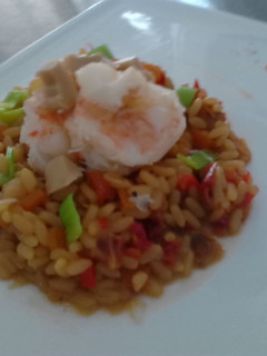 Una foto de Risotto de camarones