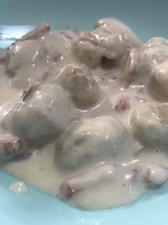 Una foto de Ñoquis de patata con salsa Carbonara