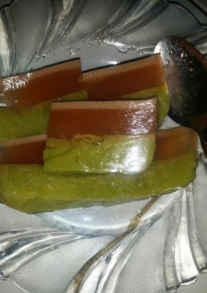 Foto resep Puding pandan lumut lapis agar gula merah