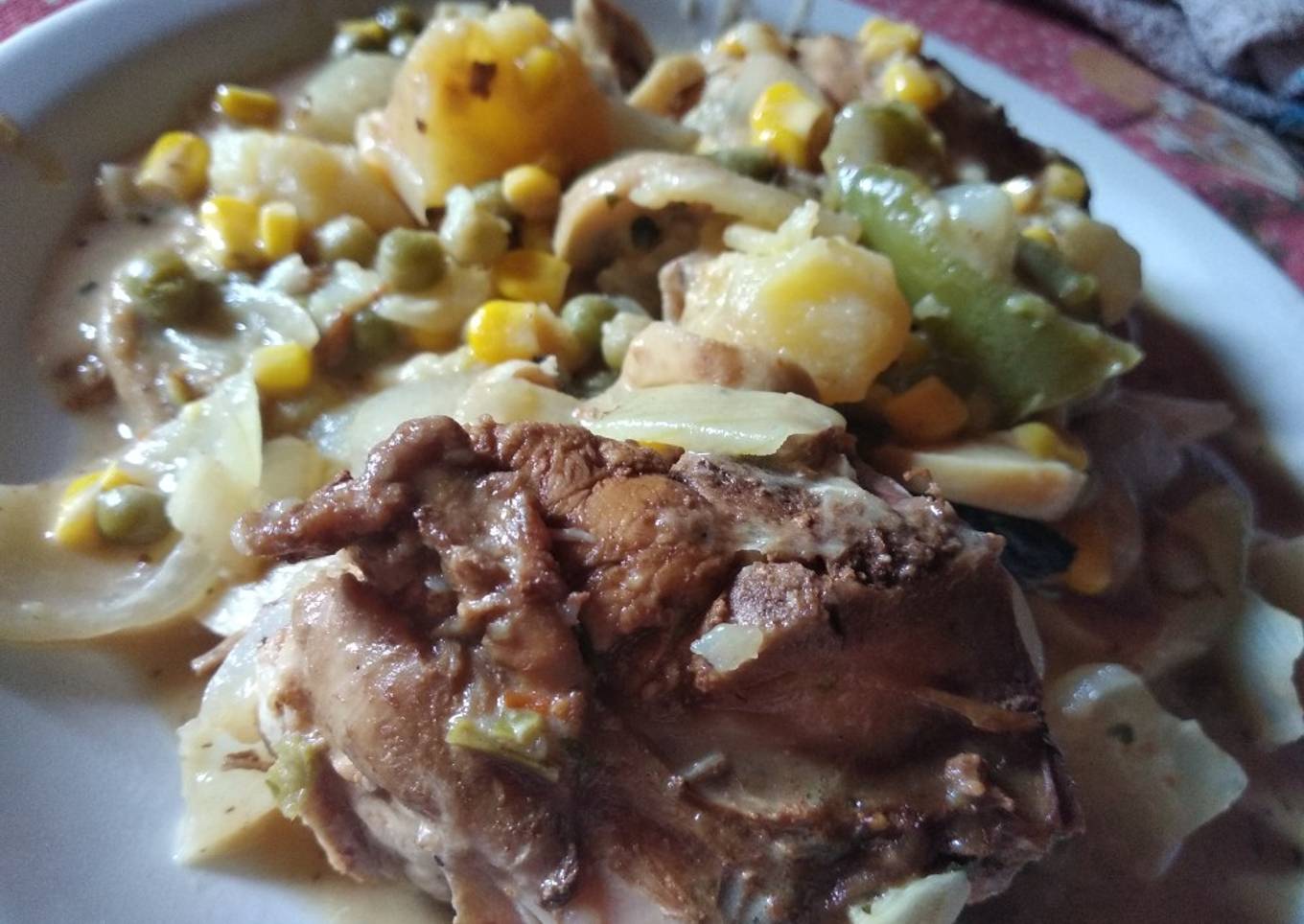 Pollo a la crema con champiñón