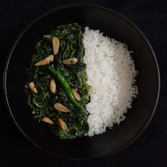 A picture of Mustard greens🌱 with garlic 🧄/ Sarso Saag/ Tori ko Saag.