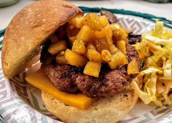 Easiest Way to Make Yummy Grilled pork burger with curried apple chutney