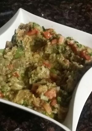 A picture of Baba Ghanoush or Monk's Salad.