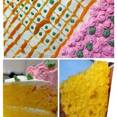 A picture of Orange cake and its icing many tips for beginners.