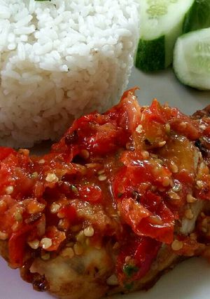 Foto resep Ayam penyet sambel mentah
