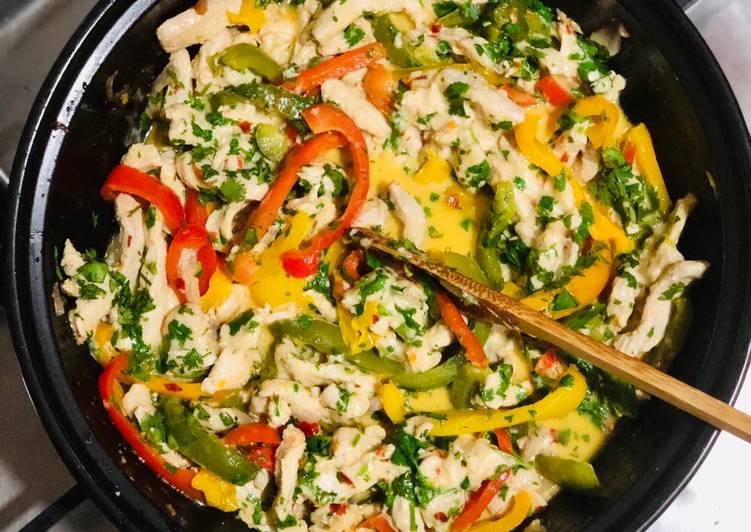 Recipe of Super Quick Homemade Bell pepper creamy chicken