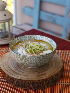 Una foto de Crema de puerros y calabacín con kéfir