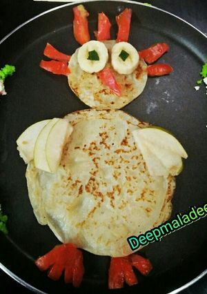 A picture of Egg milk mix healthy pancake for kids.