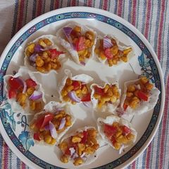 A picture of Papad corn chaat.