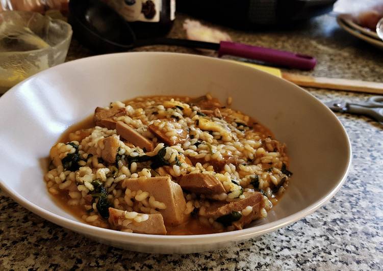 Arroz caldoso con Calamar, Atún y Acelgas