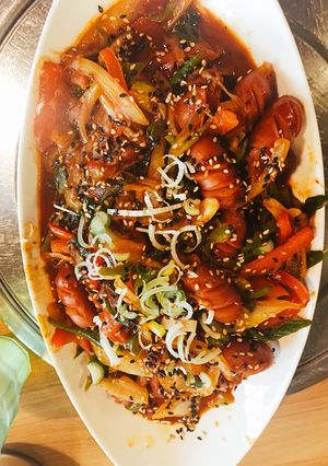 Hình của món Xúc xích xào rau củ cay.