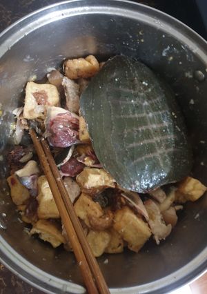 Hình của món Ba ba chuối đậu.