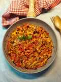 Sültpaprikás fusilli krémes balzsamecettel