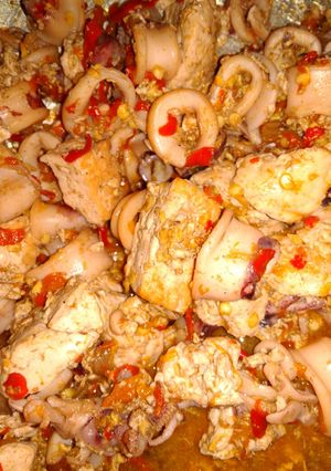 Foto resep Tumis cumi kuah pedas 🌶️🌶️