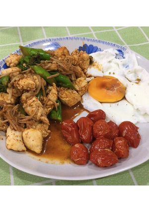 รูปของ ไก่ผัดหม่าล่า&ไข่ดาวน้ำ