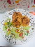 Hamburguesas de salmón con Ensalada Caigua Chilena y mix de pimientos Hongos!!