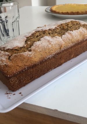 Una foto de Budín de durazno, canela y jengibre