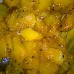 A picture of Pumpkin& Snake gourd sabji.