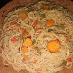 A picture of Spaghetti Jollof.