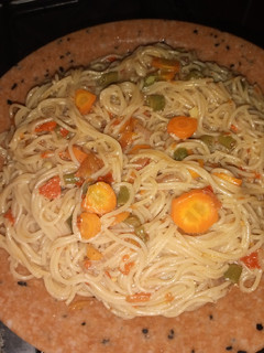 A picture of Spaghetti Jollof.