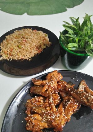 A picture of Orange sweet & sour wings.
