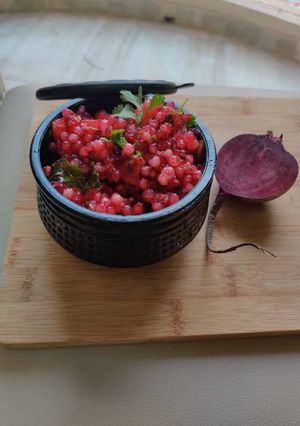 A picture of Beetroot Sabudana(SAGO) Khichdi.