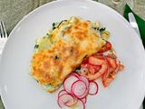 Bacalhau com espinafres no forno