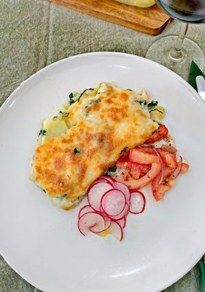 Foto de Bacalhau com espinafres no forno