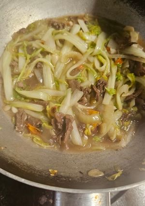 Foto resep Tumis sawi putih & daging sapi