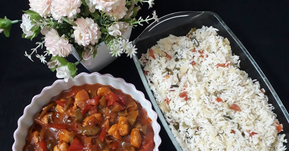 Capsicum Chilli Chicken with Vegetable Fried Rice Recipe by Afshaan ...