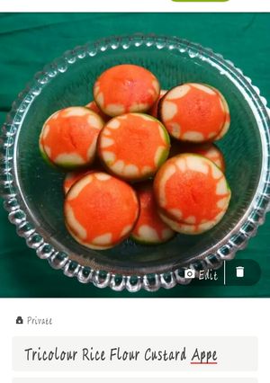 A picture of Tricolour Rice Flour Custard Appe.