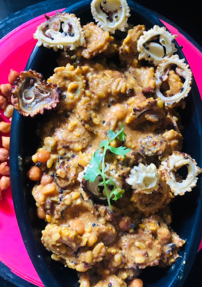A picture of Split moong dal karela.