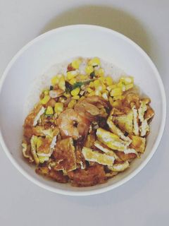 Foto resep Oatmeal Udang Jagung + Telur Dadar (Diet)