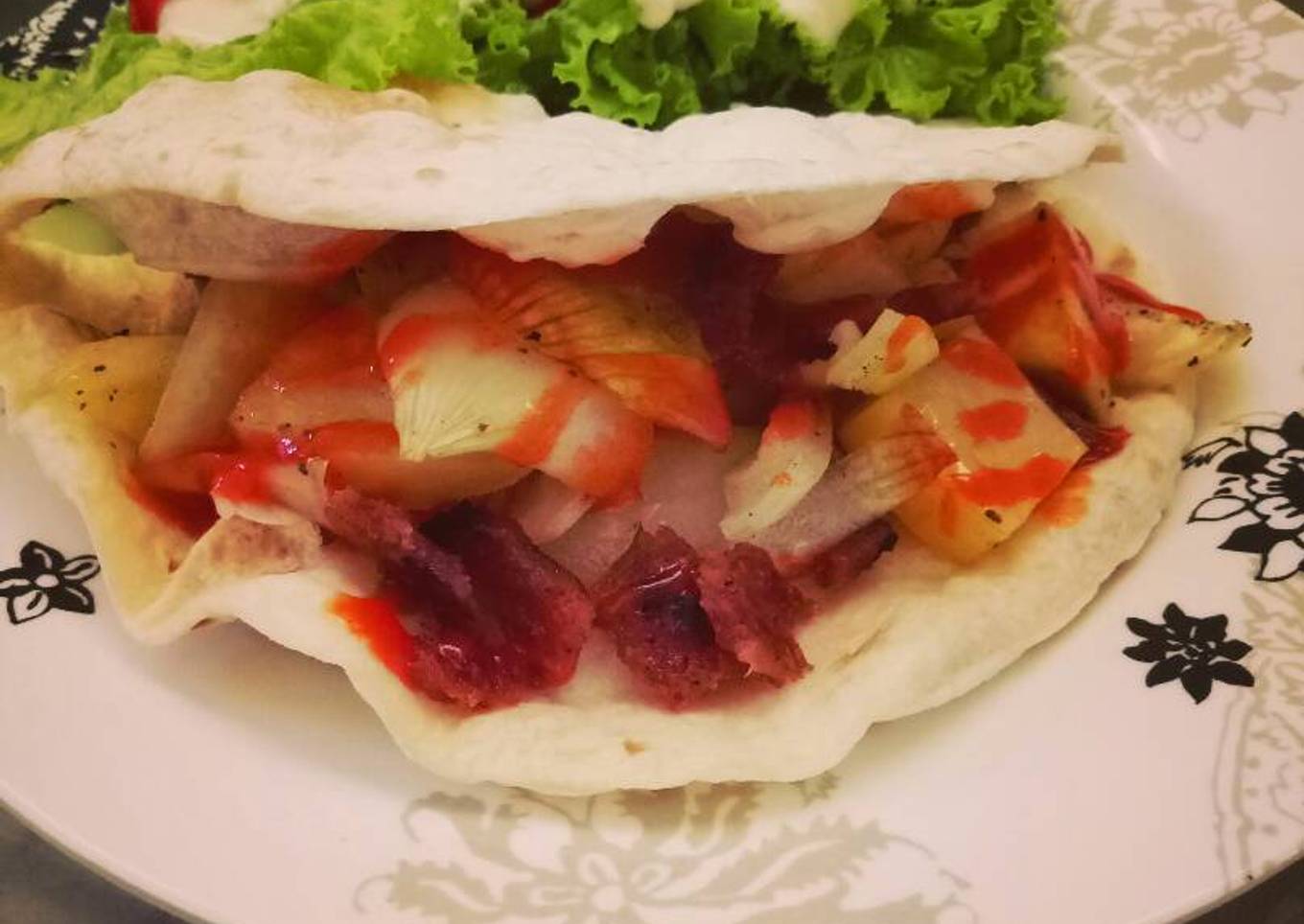 Dried Pork with Baked Potato Burritos (Non-Halal)
