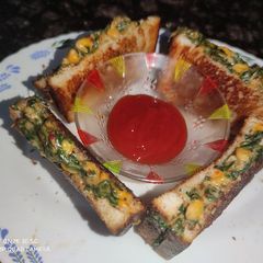 A picture of Grilled Cheese Spinach Sweet Corn Sandwich.