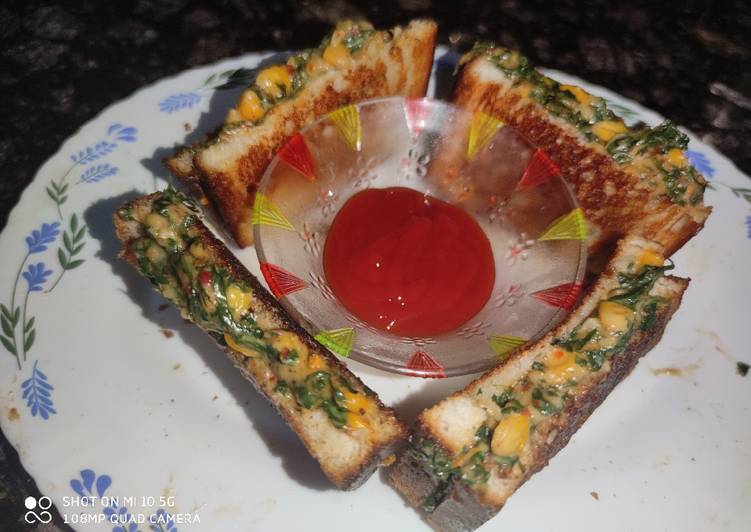 Easy Way to Prepare Favorite Grilled Cheese Spinach Sweet Corn Sandwich