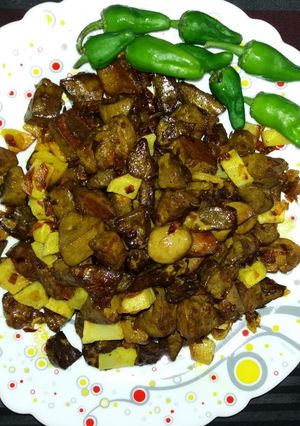 عکسی از دستور خوراک دل و قلوه جگر گوسفندی