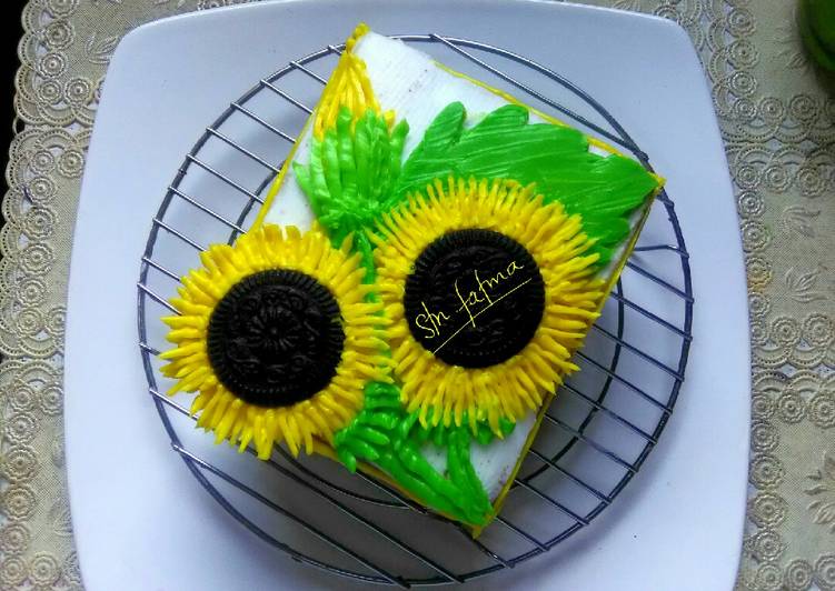 Bolu hias Sunflower no spuit #boluhias #pekaninspirasi