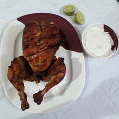 Rotieserrie chicken with mayonnaise A picture of Rotieserrie chicken with mayonnaise.