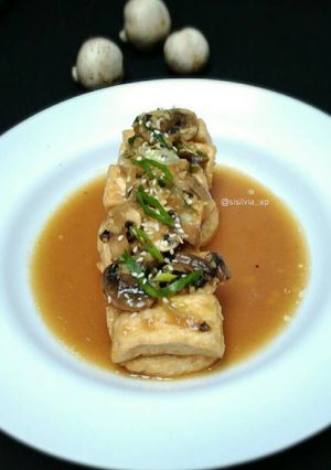 Foto resep Golden tofu with mushrooms sauce