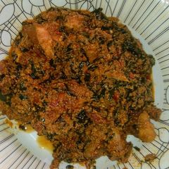 Egusi soup A picture of Egusi soup.