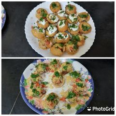 A picture of Dahi puri and sev puri.