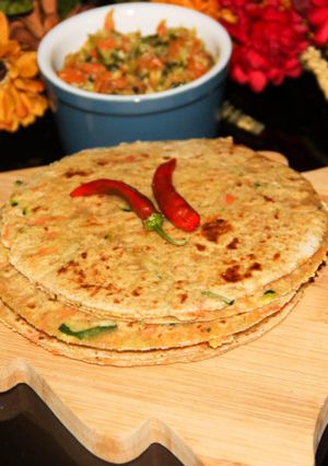A picture of Zucchini Carrot Paratha / Indian Style Zucchini & Carrot Flatbread.