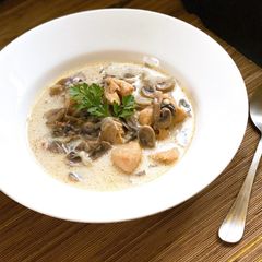 Mushroom Chicken Stroganoff Soup A picture of Mushroom Chicken Stroganoff Soup.