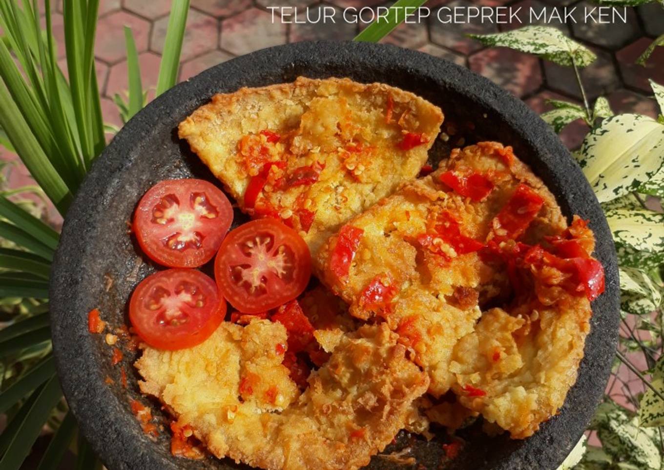 Telur dadar gortep geprek
