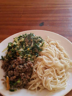 A picture of Minced meat and spaghetti.
