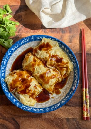 A picture of Steamed Bean Curd Rolls (Classic Dim Sum Dish).