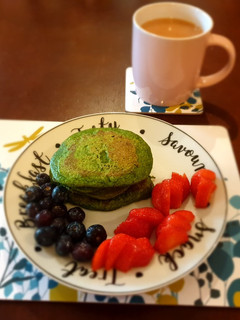 Una foto de Pancakes fit de espinacas