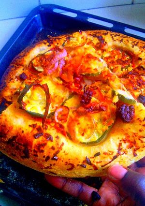 A picture of Pizza Series - The Pizza Toppings: Cucumber Onion Pizza.