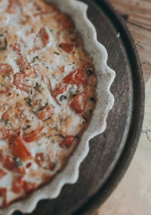 Una foto de Tarta integral caprese